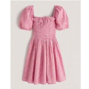 Abercrombie Fitch Pink Ditsy Floral Smocked Bodice Short Dress Womens Small Tall